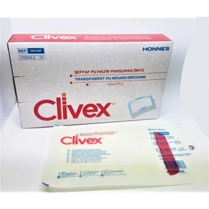 25 Adet - Clivex Pu Pedli 9X20CM - Steril - Su Geçirmez - Yara Sargısı- Hipoalerjenik