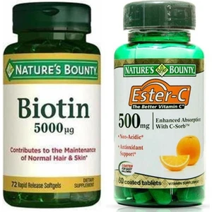 Nature's Bounty Biotin 5000 Mcg 72 Kapsül+Nature's Bounty Ester-C 500 Mg 60 Tablet
