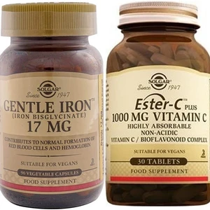 Gentle Iron 17 Mg 90 V-Kapsül+Solgar Ester C Plus 1000 Mg 30 Tablet