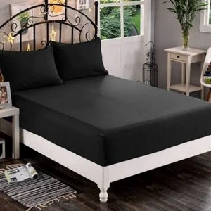 Life Çift Kişilik Lastikli Çarşaf + 2 Adet Yastık Kılıfı 160 x 200 Cm. Düz Siyah Ecdüzsyh4