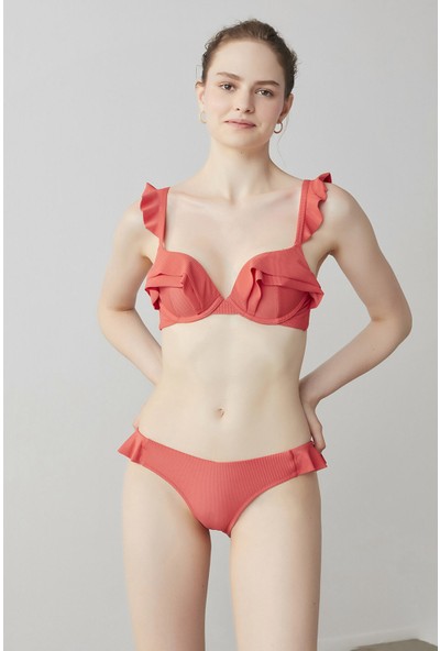 Penti Açık Kırmızı Pia Frill Cup Bikini Üstü