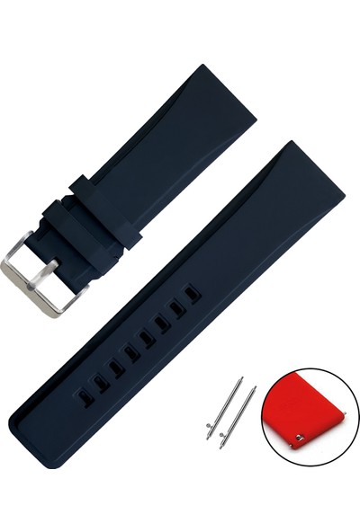 Tissot Saat Uyumlu 22 mm Siyah Renk Akıllı Pimli Silikon Saat Kordonu Kayışı