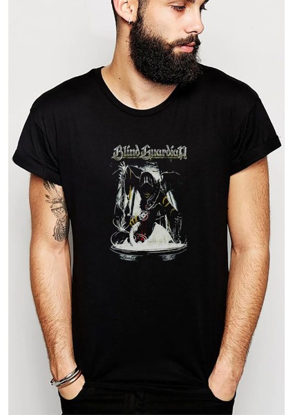 Blind Guardian The Bard's Song Rock Baskılı Siyah Erkek Örme Tshirt