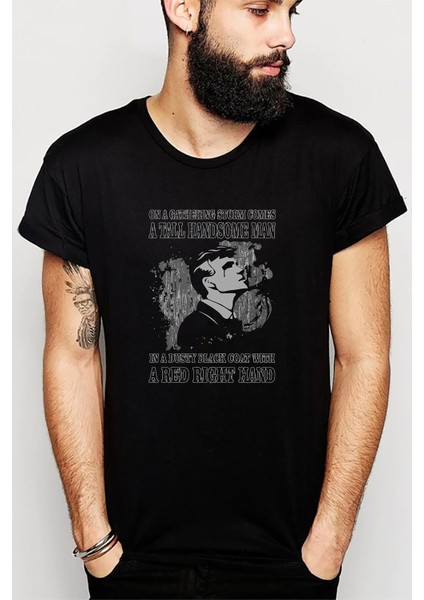 Peaky Blinders On A Gathering Storm Baskılı Siyah Erkek Örme Tshirt
