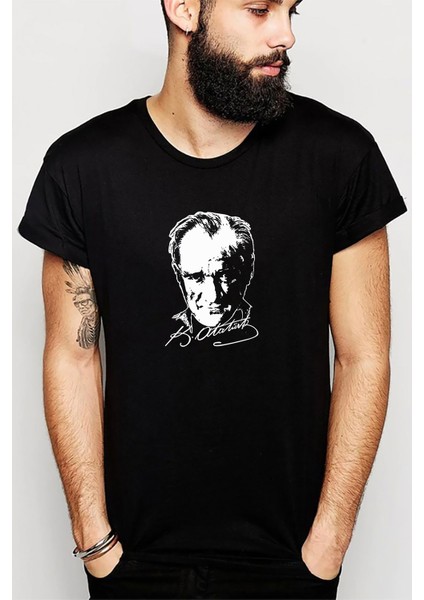 Atatürk 23 Nisan Baskılı Siyah Erkek Örme Tshirt