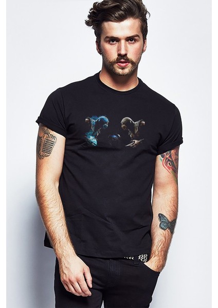 Mortal Kombat Scorpion Vs Sub Zero Baskılı Siyah Erkek Örme Tshirt