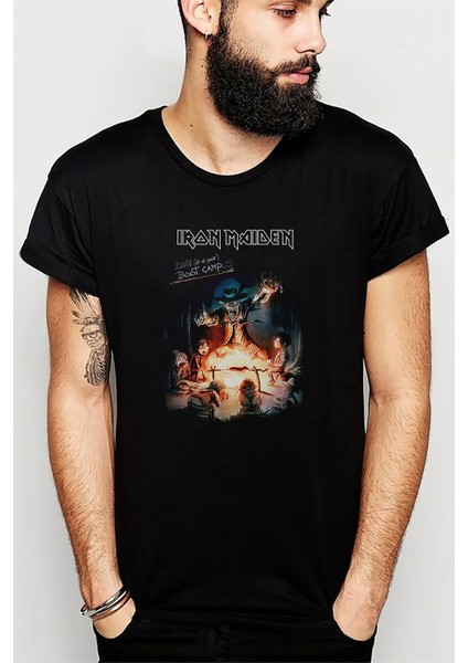 Iron Maıden Eddıe Boot Baskılı Siyah Erkek Örme Tshirt