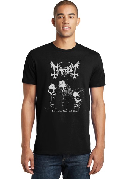 Mayhem Buried By Time And Bust Baskılı Siyah Erkek Örme Tshirt
