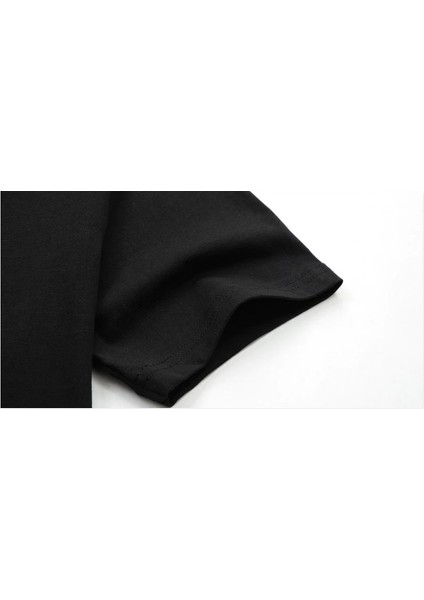 Amoled Minimalist Baskılı Siyah Erkek Örme Tshirt modelleri