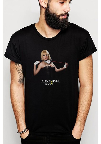 Alexandra Stan Baskılı Siyah Erkek Örme Tshirt