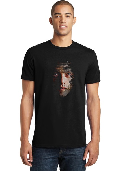 Mr Robot 2 Baskılı Siyah Erkek Örme Tshirt