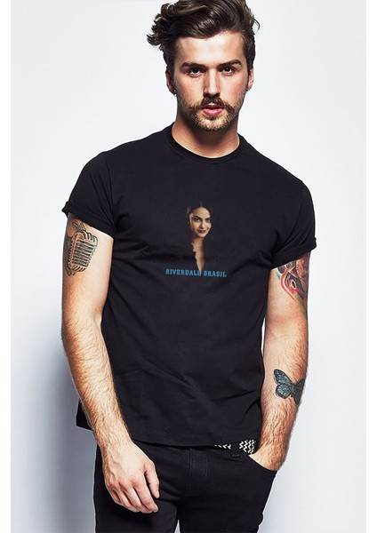 Riverdale Veronica Lodge Baskılı Siyah Erkek Örme Tshirt