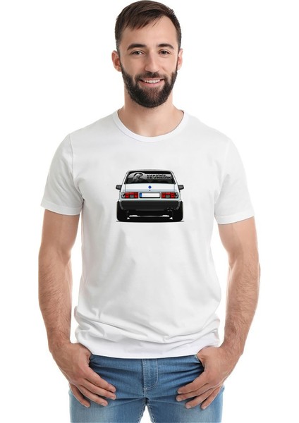 Şahin Modifiyeli Arka Müslüm Gürses Baskılı Beyaz Erkek Örme Tshirt