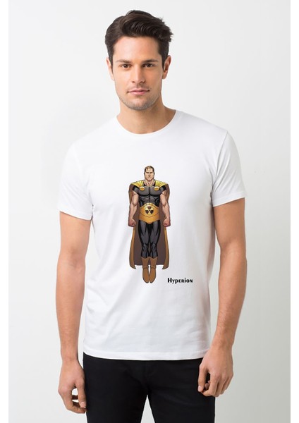 Hyperion Baskılı Beyaz Erkek Örme Tshirt