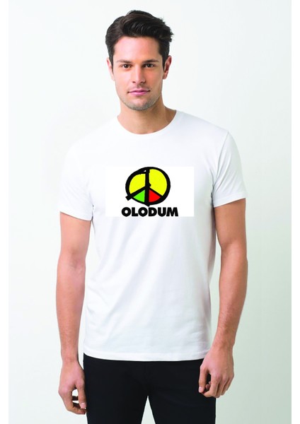 Olodum Baskılı Beyaz Erkek Örme Tshirt