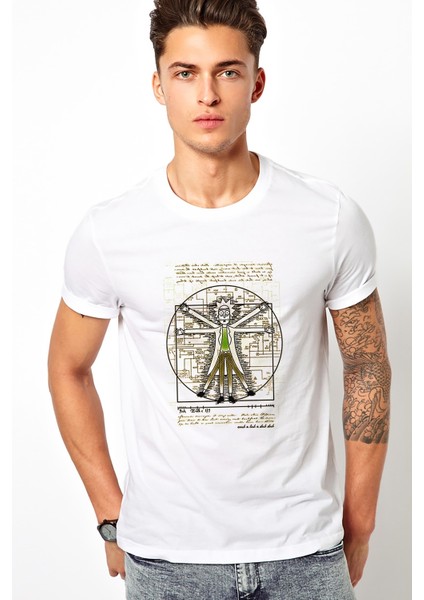 Rick Darvin Anatomi Baskılı Beyaz Erkek Örme Tshirt