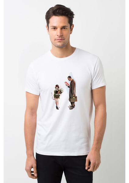 Leon Mathilda Baskılı Beyaz Erkek Örme Tshirt