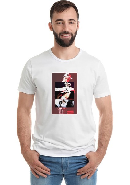 Moonbyul Baskılı Beyaz Erkek Örme Tshirt