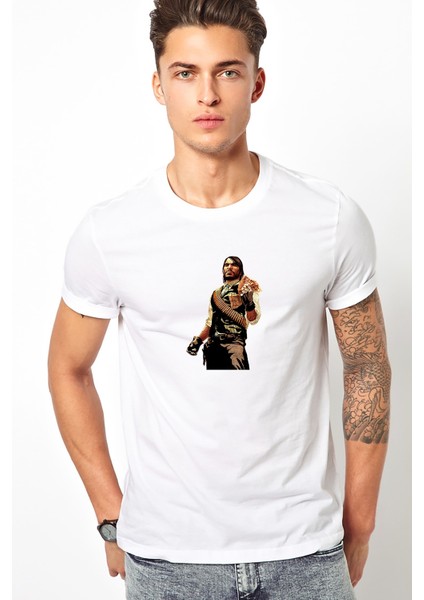 Red Dead 2 John Marston Baskılı Beyaz Erkek Örme Tshirt