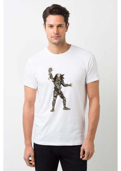 Predator City Hunter Baskılı Beyaz Erkek Örme Tshirt