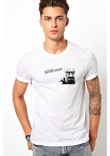 Breaking Bad I Am The Danger Baskılı Beyaz Erkek Örme Tshirt