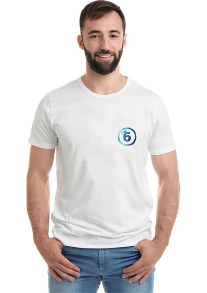 Day 6 Months Baskılı Beyaz Erkek Örme Tshirt