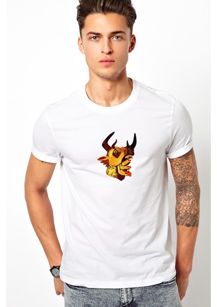The Hunter Baskılı Beyaz Erkek Örme Tshirt