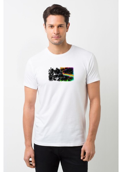 Pink Floyd Metal Rock Music Müzik Baskılı Beyaz Erkek Örme Tshirt