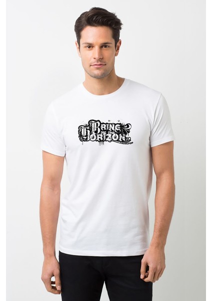 Bring Me The Horizon Baskılı Beyaz Erkek Örme Tshirt