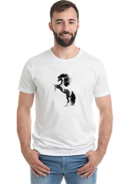 Dream Horse Rubens Drawing Horse 1 Baskılı Beyaz Erkek Örme Tshirt
