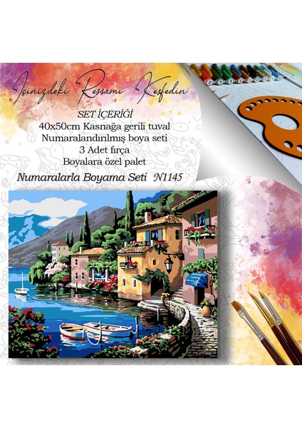 N1145 - Numaralı Boyama Seti - 40 x 50 cm Kasnağa Gerili Ürün - Manzara fiyatları