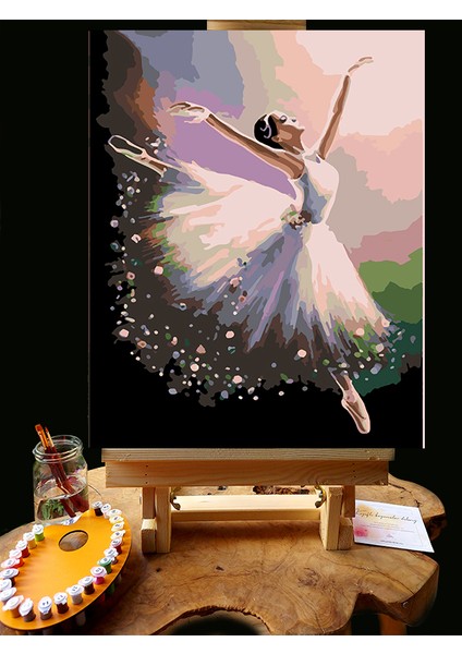 N1147 - Numaralı Boyama Seti - 40 x 50 cm Kasnağa Gerili Ürün - Balerin