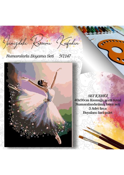 N1147 - Numaralı Boyama Seti - 40 x 50 cm Kasnağa Gerili Ürün - Balerin fiyatları