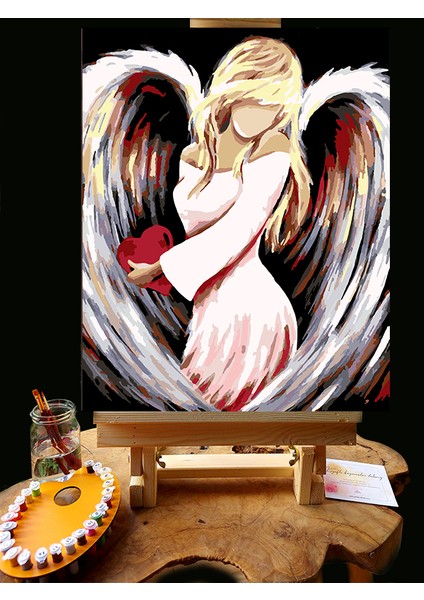 N1149 - Numaralı Boyama Seti - 40 x 50 cm Kasnağa Gerili Ürün - Melek