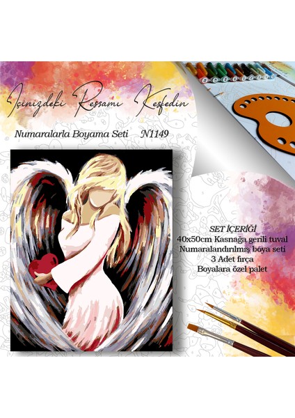 N1149 - Numaralı Boyama Seti - 40 x 50 cm Kasnağa Gerili Ürün - Melek fiyatları