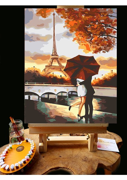 N1150 - Numaralı Boyama Seti - 40 x 50 cm Kasnağa Gerili Ürün - Eyfel Aşıklar