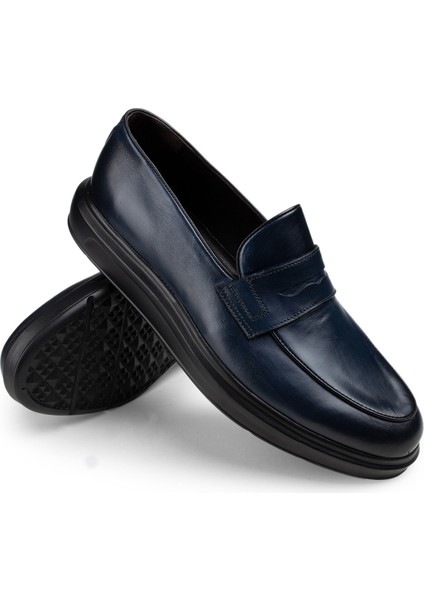 Hakiki Deri Mavi Loafer Erkek Ayakkabı modelleri