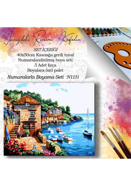 N1151 - Numaralı Boyama Seti - 40 x 50 cm Kasnağa Gerili Ürün - Manzara fiyatları