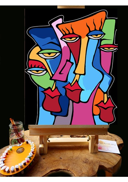 N1153 - Numaralı Boyama Seti - 40 x 50 cm Kasnağa Gerili Ürün - Abstract