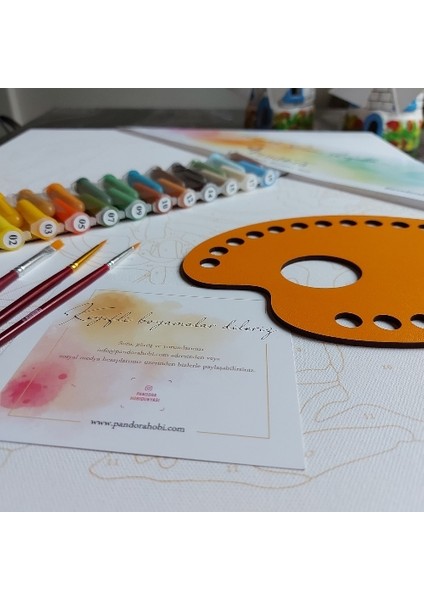 N1154 - Numaralı Boyama Seti - 40 x 50 cm Kasnağa Gerili Ürün - Kız Kulesi modelleri