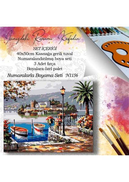 N1156 - Numaralı Boyama Seti - 40 x 50 cm Kasnağa Gerili Ürün - Manzara fiyatları