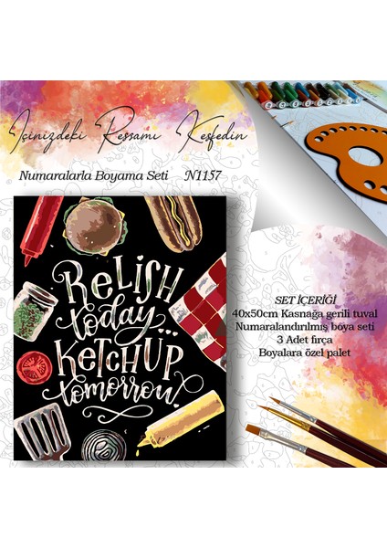 N1157 - Numaralı Boyama Seti - 40 x 50 cm Kasnağa Gerili Ürün - Ketchup fiyatları