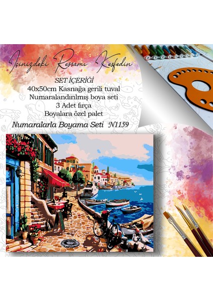 N1159 - Numaralı Boyama Seti - 40 x 50 cm Kasnağa Gerili Ürün - Manzara fiyatları