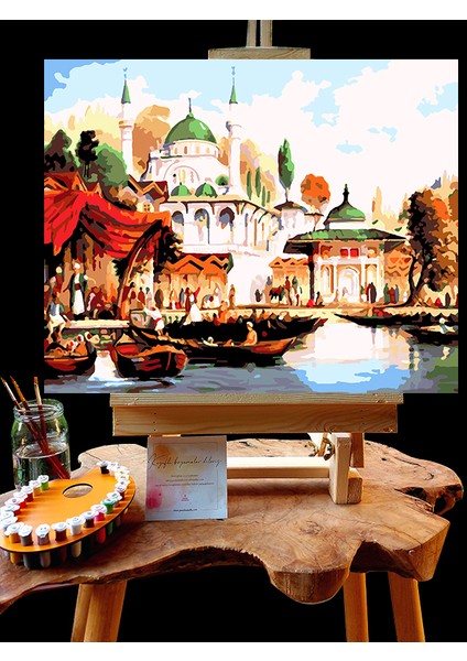 N1161 - Numaralı Boyama Seti - 40 x 50 cm Kasnağa Gerili Ürün - Eski Manzara