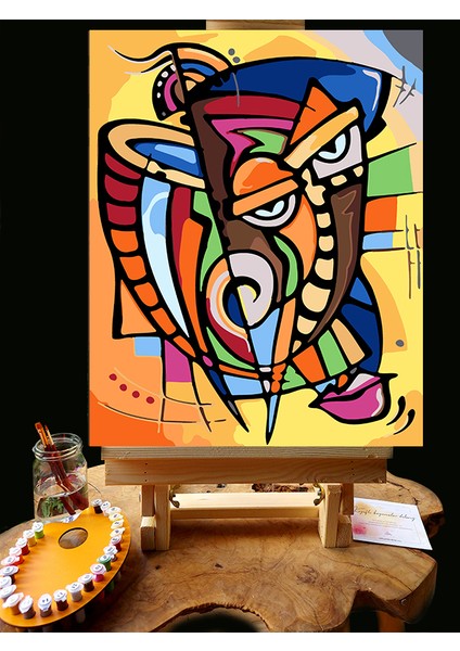N1163 - Numaralı Boyama Seti - 40 x 50 cm Kasnağa Gerili Ürün - Abstract