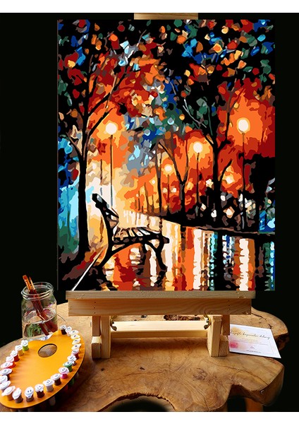 N1164 - Numaralı Boyama Seti - 40 x 50 cm Kasnağa Gerili Ürün -Manzara