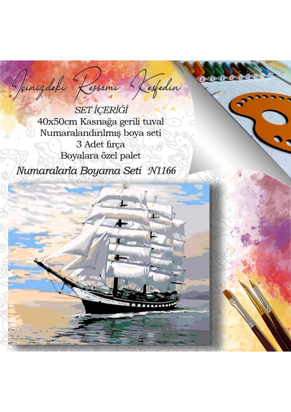 N1166 - Numaralı Boyama Seti - 40 x 50 cm Kasnağa Gerili Ürün - Gemi fiyatları
