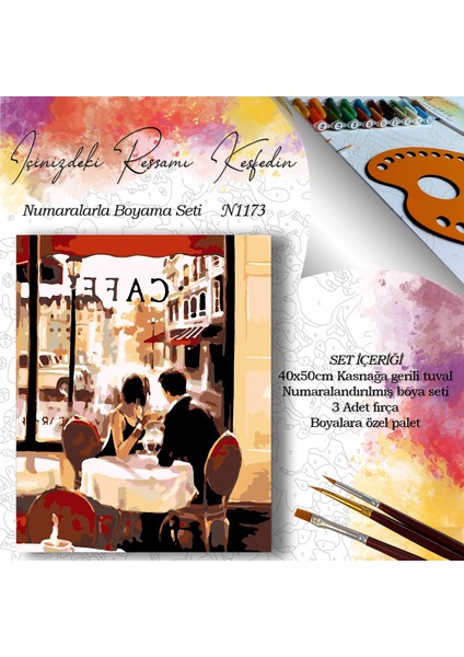 N1173 - Numaralı Boyama Seti - 40 x 50 cm Kasnağa Gerili Ürün - Cafe fiyatları