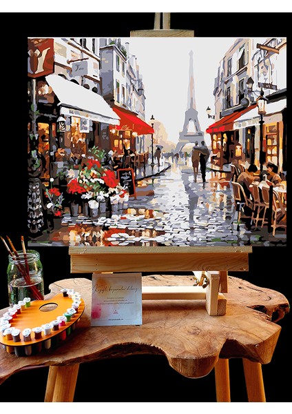 N1175 - Numaralı Boyama Seti - 40 x 50 cm Kasnağa Gerili Ürün - Paris