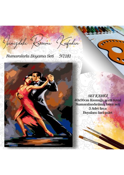 N1181 - Numaralı Boyama Seti - 40 x 50 cm Kasnağa Gerili Ürün - Tango Dans fiyatları